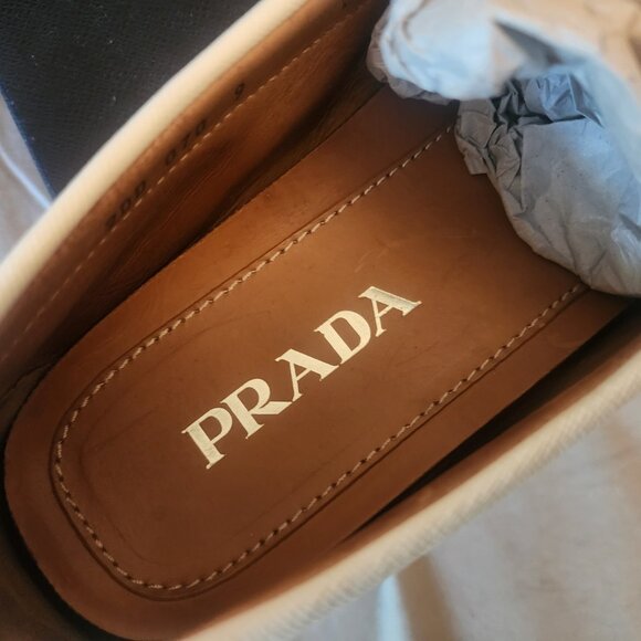 Prada Milano Saffiano Men's Leather Driving Shoes — Size 9 — White — Authentic - Picture 5 of 8